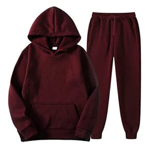 sumensumen men's tracksuit 2 piece hoodie sweatsuit sets, sweatsuit with pockets hoodie sweatshirt and jogging sweatpants suit men-01 wine,x-large