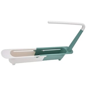 Telescopic Sink Storage Rack Kitchen Rag Rack Shelf Organizer Dishwashing Hook Pull Drain Basket Under Sink Organizers (Green)