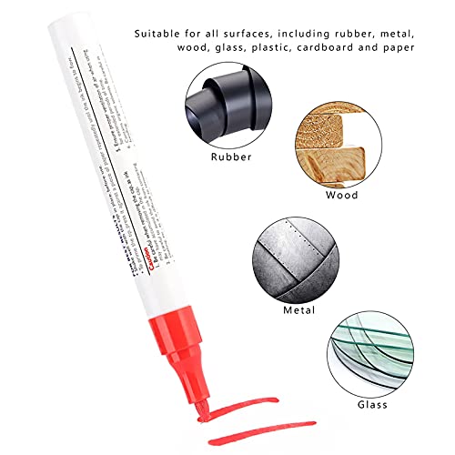 Tire Paint Pen, Fastdrying Mark Pen Waterproof Car Tire Paint Pen Car Tire Paint Pen Not Easy To Fade Good Water Resistance Good Sealing for SUV(Red)