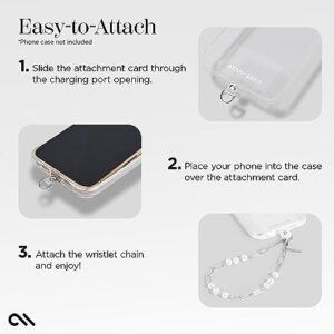 Case-Mate Phone Charm with Beaded Silver Pearls - Detachable Phone Lanyard, Hands-Free Wrist Strap, Adjustable Phone Strap Grip for Women - iPhone 15 Pro Max/ 14 Pro Max/ 13 Pro Max/ 12 - Silver Pearl