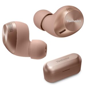 technics hifi true wireless multipoint bluetooth earbuds ii, active noise cancelling, 3 device multipoint connectivity, impressive call quality, ldac compatible, eah-az40m2-n (rose gold)