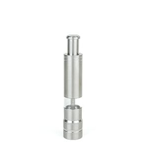 Fletchers' Mill Stainless-Steel Pump and Grind Salt or Pepper Mill, Modern Thumb Button Grinder, One-Handed Operation