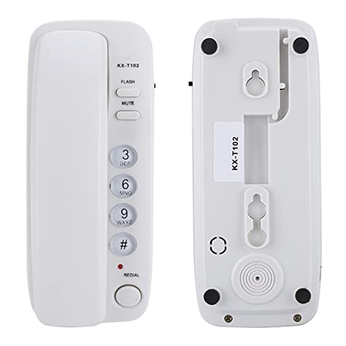 Landline Telephone No Caller ID Small Line Powered Telephones for Bathroom, Hotel, Business, Office, Etc (White)