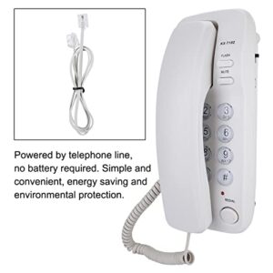 Landline Telephone No Caller ID Small Line Powered Telephones for Bathroom, Hotel, Business, Office, Etc (White)