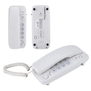 Landline Telephone No Caller ID Small Line Powered Telephones for Bathroom, Hotel, Business, Office, Etc (White)