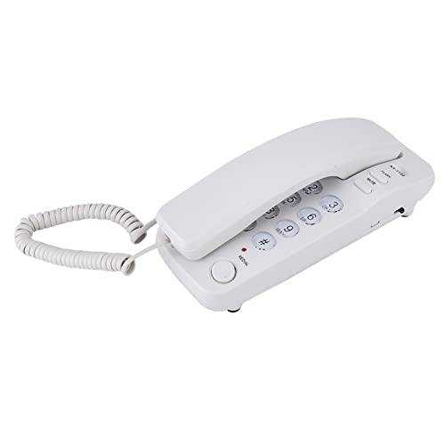 Landline Telephone No Caller ID Small Line Powered Telephones for Bathroom, Hotel, Business, Office, Etc (White)