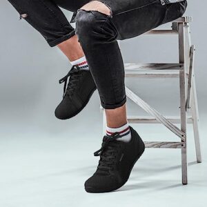 L-RUN Womens Mens Minimalist Barefoot Shoes Comfortable Casual Shoes Wide Toe Box Zero Drop Shoes Black L（W:8-9,M:6.5-7.5