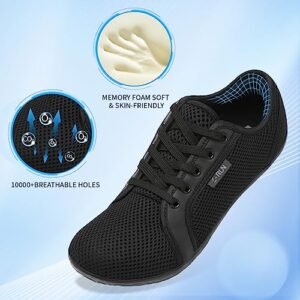 L-RUN Womens Mens Minimalist Barefoot Shoes Comfortable Casual Shoes Wide Toe Box Zero Drop Shoes Black L（W:8-9,M:6.5-7.5