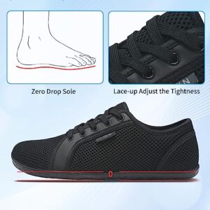 L-RUN Womens Mens Minimalist Barefoot Shoes Comfortable Casual Shoes Wide Toe Box Zero Drop Shoes Black L（W:8-9,M:6.5-7.5