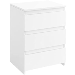 yaheetech nightstand with 3 drawers, wooden bedside table with storage, small bedside storage cabinet unit with sturdy base for bedroom/small space, white