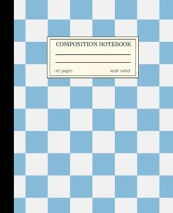 preppy composition notebook: blue checkered y2k aesthetic notebook for kids & teens | preppy school supplies | wide ruled composition notebook