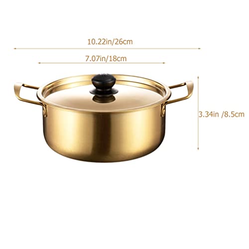 DHDM Hot Pot Korean Ramen Camping Stainless Steel Sauce Pan Lid Instant Noodle Milk Cooker