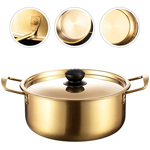 DHDM Hot Pot Korean Ramen Camping Stainless Steel Sauce Pan Lid Instant Noodle Milk Cooker