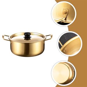 DHDM Hot Pot Korean Ramen Camping Stainless Steel Sauce Pan Lid Instant Noodle Milk Cooker