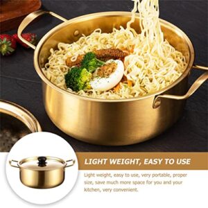 DHDM Hot Pot Korean Ramen Camping Stainless Steel Sauce Pan Lid Instant Noodle Milk Cooker