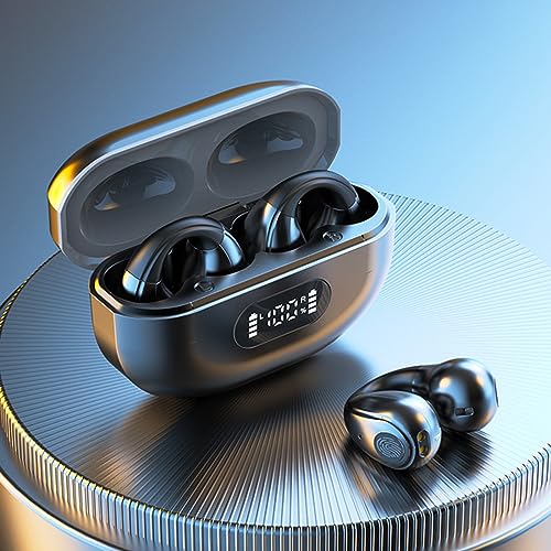 Viadha True Wireless Ear Clip Bone Conduction Headphones, Bluetooth Open Ear Earbuds for iOS & Android, Wireless Bluetooth 5.3, Waterproof Earring Earphone for Sports Running Workout