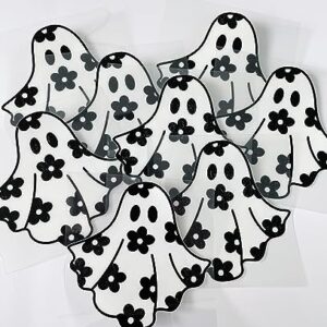 Halloween Ghost UV DTF Transfers, 4x4in Set of 8, Rub on Transfers Stickers for Crafting, DIY Waterproof Decals UV DTF Transfer Sticker for 16OZ Glass Cups