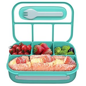 landmore bento box for adult, kids bento lunch box with 4 compartments and spoon 1000 ml leakproof food storage box for school, work and travel, bpa free
