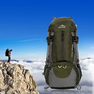 HUIOP Hiking Backpack, 50L Waterproof Outdoor Sport Hiking Trekking Camping Travel Backpack Pack Mountaineering Climbing Knapsack with Rain Cover