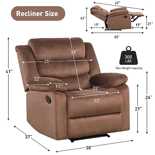 Phoenix Home Manual Chair Recliner, Light Brown