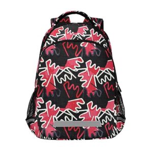 Sletend Kids Backpack Lightweight Bookbag in Prints for School Red Black Print Large Capacity School Boys Girls Backpack for Kids, Water-Resistant Bookbags Student School Bag