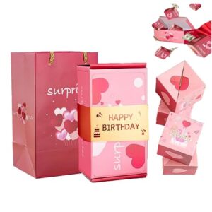 glaric surprise box gift box,bounce surprise gift box,surprise gift box explosion for money creativity folding bouncing red envelope gift box for birthday（10 bouncing boxes pink