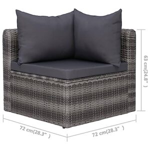 REWIS Outdoor Patio Set,Boho Patio Furniture,Balcony Furniture, 3 Piece Patio Sofa Set with Cushions Gray Poly Rattan