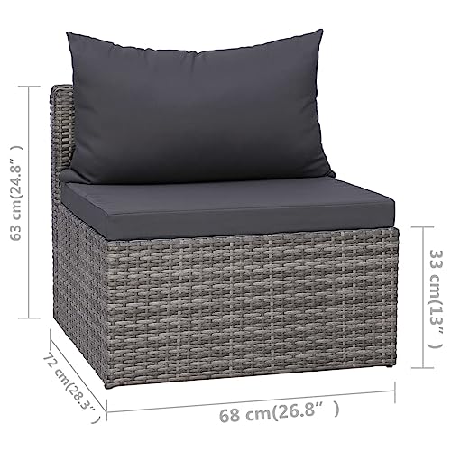 REWIS Outdoor Patio Set,Boho Patio Furniture,Balcony Furniture, 3 Piece Patio Sofa Set with Cushions Gray Poly Rattan