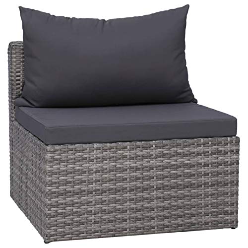 REWIS Outdoor Patio Set,Boho Patio Furniture,Balcony Furniture, 3 Piece Patio Sofa Set with Cushions Gray Poly Rattan