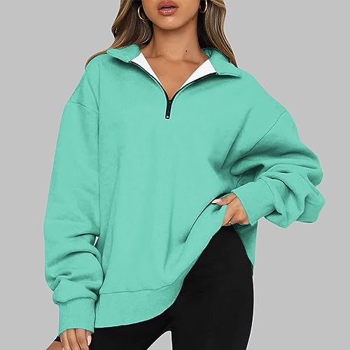 Bidobibo Womens Oversized Half Zip Pullover Long Sleeve Sweatshirt Quarter Zip Hoodie Sweater Teen Girls Fall Y2K Clothes Mis Pedidos Streetwear Shirts Sudaderas Largas De Mujer