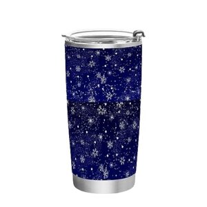 jihqo dreamy winter snowflake tumbler with lid and straw, insulated stainless steel tumbler cup, double walled travel coffee mug thermal vacuum cups for hot & cold drinks 20oz