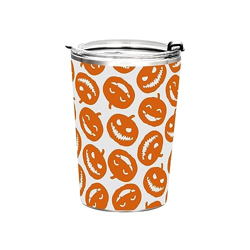Jihqo Halloween Pumpkin Orange Tumbler with Lid and Straw, Insulated Stainless Steel Tumbler Cup, Double Walled Travel Coffee Mug Thermal Vacuum Cups for Hot & Cold Drinks 12oz