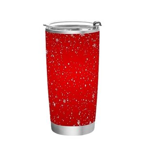 jihqo red christmas snowflake tumbler with lid and straw, insulated stainless steel tumbler cup, double walled travel coffee mug thermal vacuum cups for hot & cold drinks 20oz