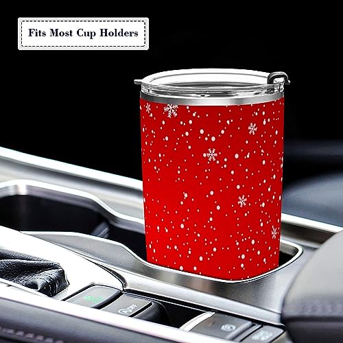 Jihqo Red Christmas Snowflake Tumbler with Lid and Straw, Insulated Stainless Steel Tumbler Cup, Double Walled Travel Coffee Mug Thermal Vacuum Cups for Hot & Cold Drinks 20oz