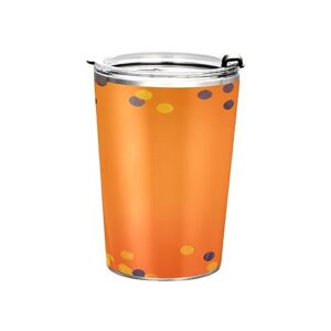 jihqo halloween orange polka dots tumbler with lid and straw, insulated stainless steel tumbler cup, double walled travel coffee mug thermal vacuum cups for hot & cold drinks 12oz