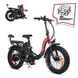 20"x4.0" fat tires folding ebike, 750w brushless gear motor 48v 30ah samsung cell battery electric bike for adults, 28mph max speed 100miles range electric mountain bike (black&red 1)