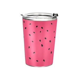 jihqo cartoon watermelon dot tumbler with lid and straw, insulated stainless steel tumbler cup, double walled travel coffee mug thermal vacuum cups for hot & cold drinks 12oz