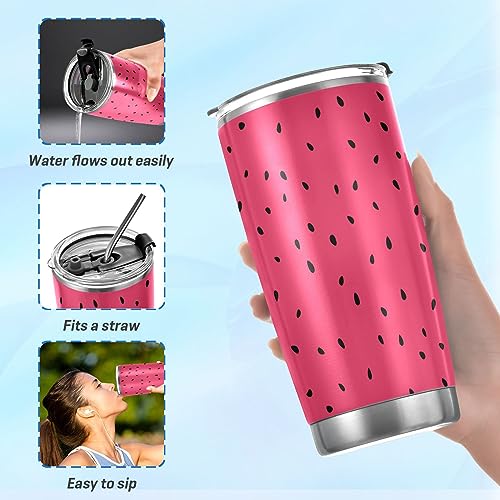 Jihqo Cartoon Watermelon Dot Tumbler with Lid and Straw, Insulated Stainless Steel Tumbler Cup, Double Walled Travel Coffee Mug Thermal Vacuum Cups for Hot & Cold Drinks 12oz