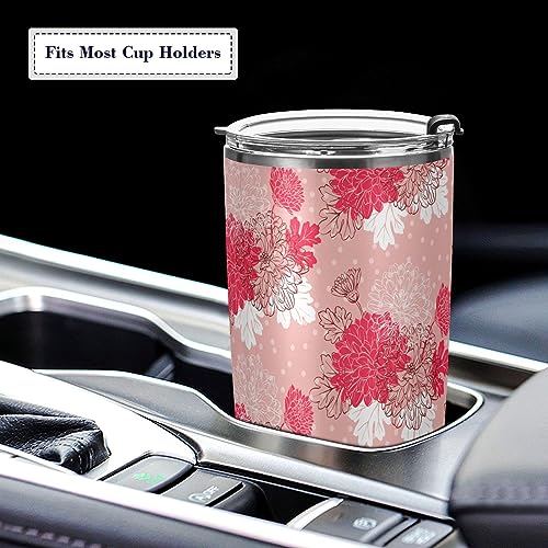 Jihqo Beautiful Floral Pattern Tumbler with Lid and Straw, Insulated Stainless Steel Tumbler Cup, Double Walled Travel Coffee Mug Thermal Vacuum Cups for Hot & Cold Drinks 12oz