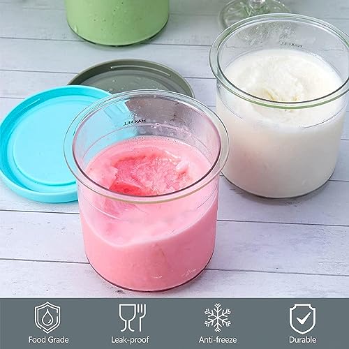 EVANEM 2/4/6PCS Creami Containers, for Ninja Creami,16 OZ Icecream Container Reusable,Leaf-Proof for NC301 NC300 NC299AM Series Ice Cream Maker,Green-2PCS