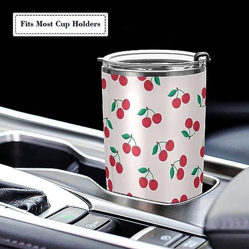 Jihqo Cute Cherry Fruit Tumbler with Lid and Straw, Insulated Stainless Steel Tumbler Cup, Double Walled Travel Coffee Mug Thermal Vacuum Cups for Hot & Cold Drinks 12oz