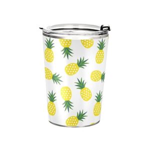 jihqo summer pineapple tumbler with lid and straw, insulated stainless steel tumbler cup, double walled travel coffee mug thermal vacuum cups for hot & cold drinks 12oz