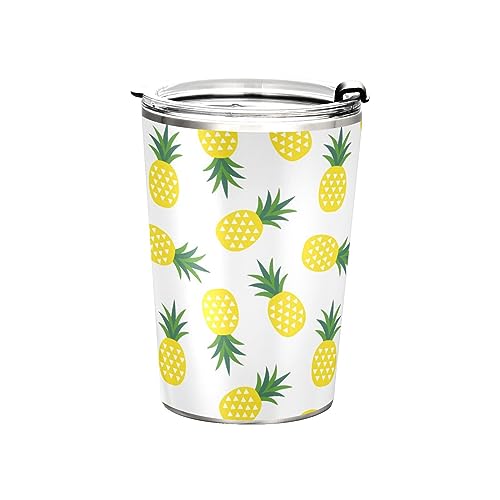 Jihqo Summer Pineapple Tumbler with Lid and Straw, Insulated Stainless Steel Tumbler Cup, Double Walled Travel Coffee Mug Thermal Vacuum Cups for Hot & Cold Drinks 12oz