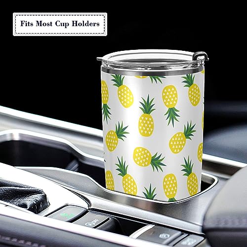 Jihqo Summer Pineapple Tumbler with Lid and Straw, Insulated Stainless Steel Tumbler Cup, Double Walled Travel Coffee Mug Thermal Vacuum Cups for Hot & Cold Drinks 12oz