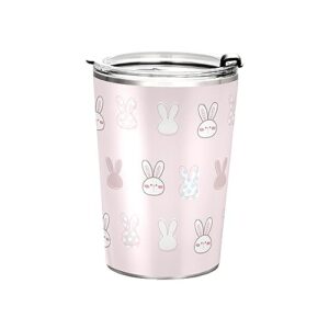 jihqo cute cartoon bunny tumbler with lid and straw, insulated stainless steel tumbler cup, double walled travel coffee mug thermal vacuum cups for hot & cold drinks 12oz