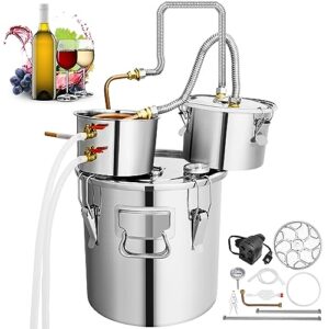 yitahome alcohol still 3 gal / 12 l, stainless steel moonshine still with built-in thermometer and fermentation stand, diy home alcohol brewing kit for whiskey, wine making