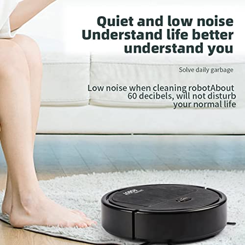 Robot Vacuum and Mop Combo, Automatic Robotic vacuum cleaner,rechargeable household Robotic vacuum cleaner intelligent sweeping robot, Daily Floor cleaning, ideal for pet hair hard/wood floor - black