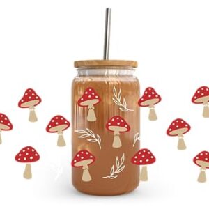 Mushroom UV DTF Transfers, 8 Sheets, Rub on Transfer Stickers for Crafting, DIY Decals UV DTF Transfer Stickers for 16OZ Glass Cups