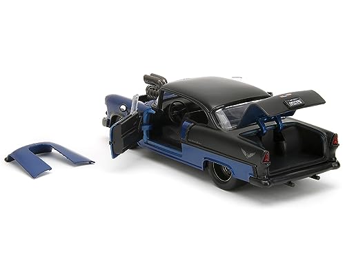 1955 Chevy Bel Air Blue Metallic and Black with Black Flames Bigtime Muscle Series 1/24 Diecast Model Car by Jada 34721