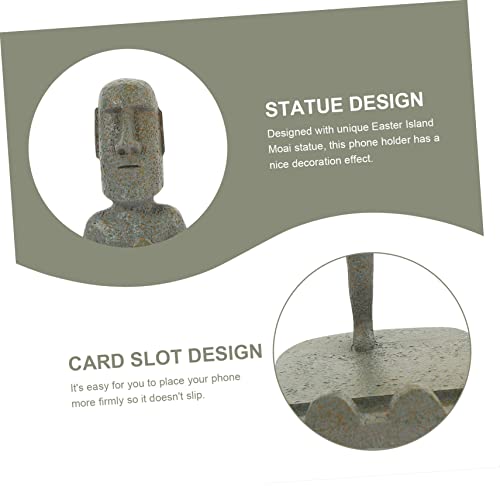 HOOTNEE Mobile Phone Holder Garden Easter Island Sculpture Desk Cell Phone Holder Phone Stand for Desk Charger Stand Office Phone Holder for Desk Resin Intelligent Charging Station